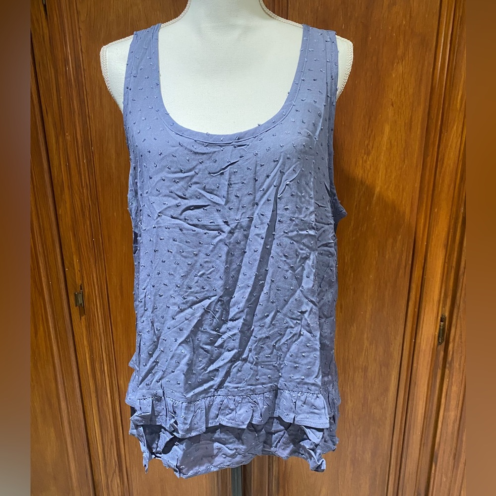 NWT Democracy Slate Blue Tank w Raised Dots   Tie on back Stretch top underneath